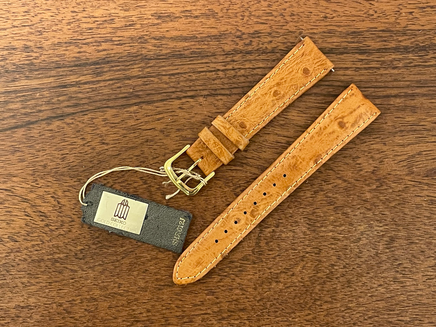 18mm Seiko "Gold Collection" cognac brown calf leather stap (NOS)