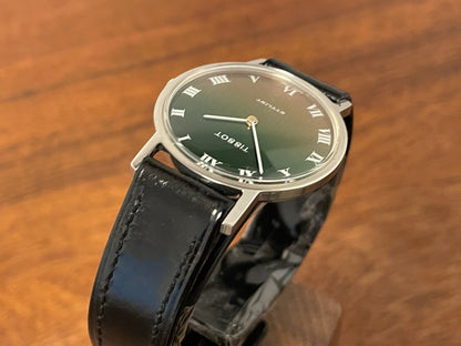(1970s) Tissot 41070 Stylist dress watch - silver case - brushed green/orange gradient dial w/ white Roman numerals (NOS)