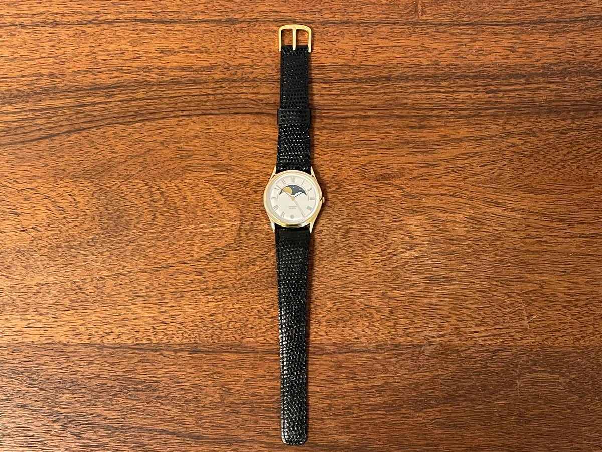 (1984) Seiko 7434-7000 dress watch - cream dial w/ moonphase & Roman numerals