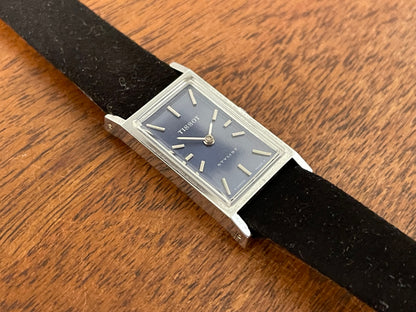 (1970s) Tissot 10676 Stylist “Tank” dress watch - blue sunburst dial w/ silver stick markers - small size (NOS)