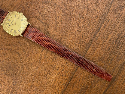 (1980s) Tissot 642.40343/2 Stylist dress watch - gold octagon case - gold dial w/ Roman numerals (NOS)