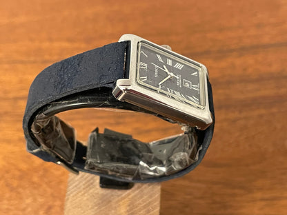 (1970s) Tissot Seven automatic "Tank" - lavender abstract graphic dial w/ white Roman numerals (NOS)