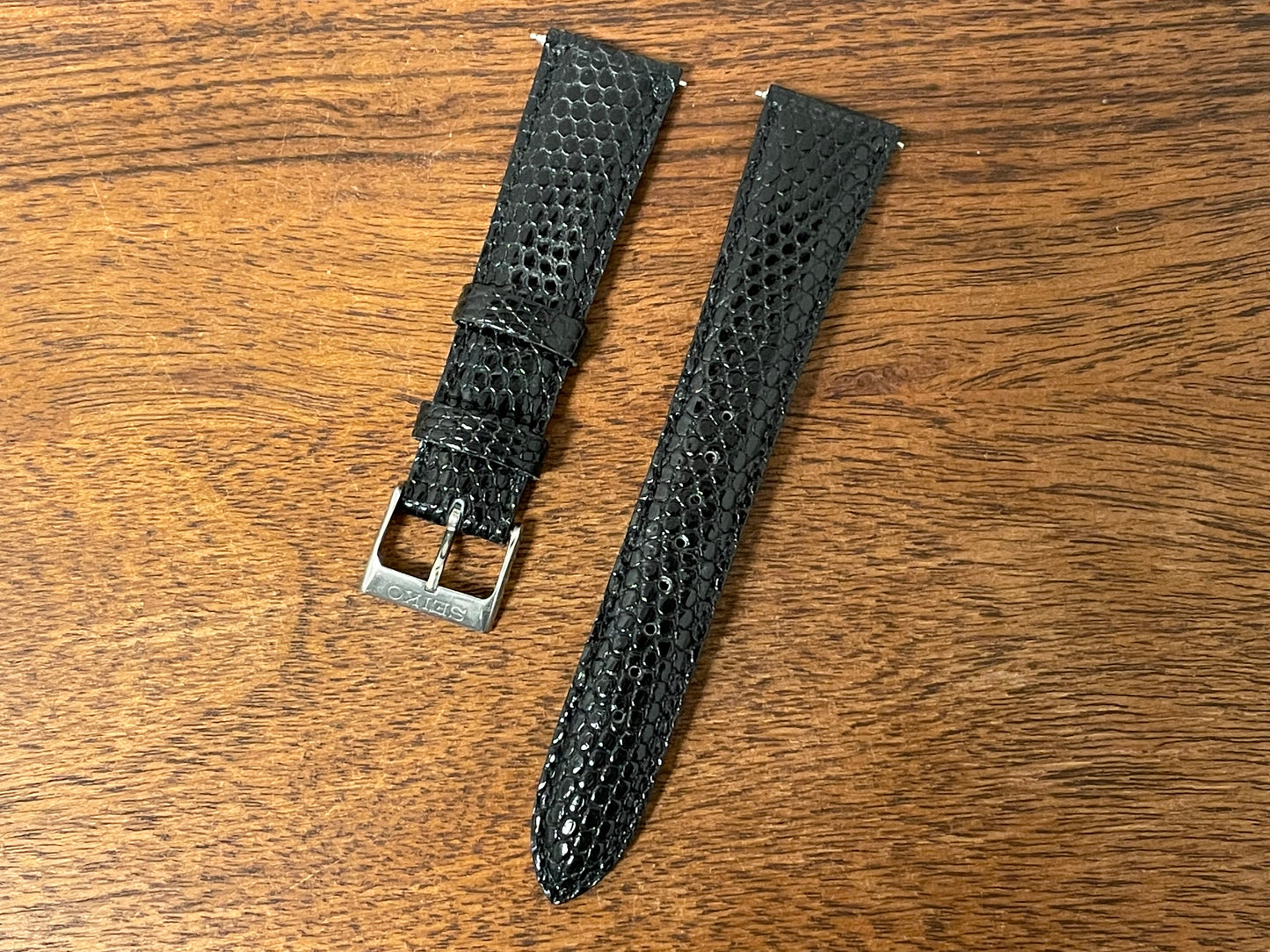 19mm Seiko DX03AB strap - black lizard