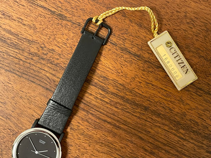 (1989) Citizen QD9022-05E dress watch - black lugs - black dial w/ arc date window (NOS)