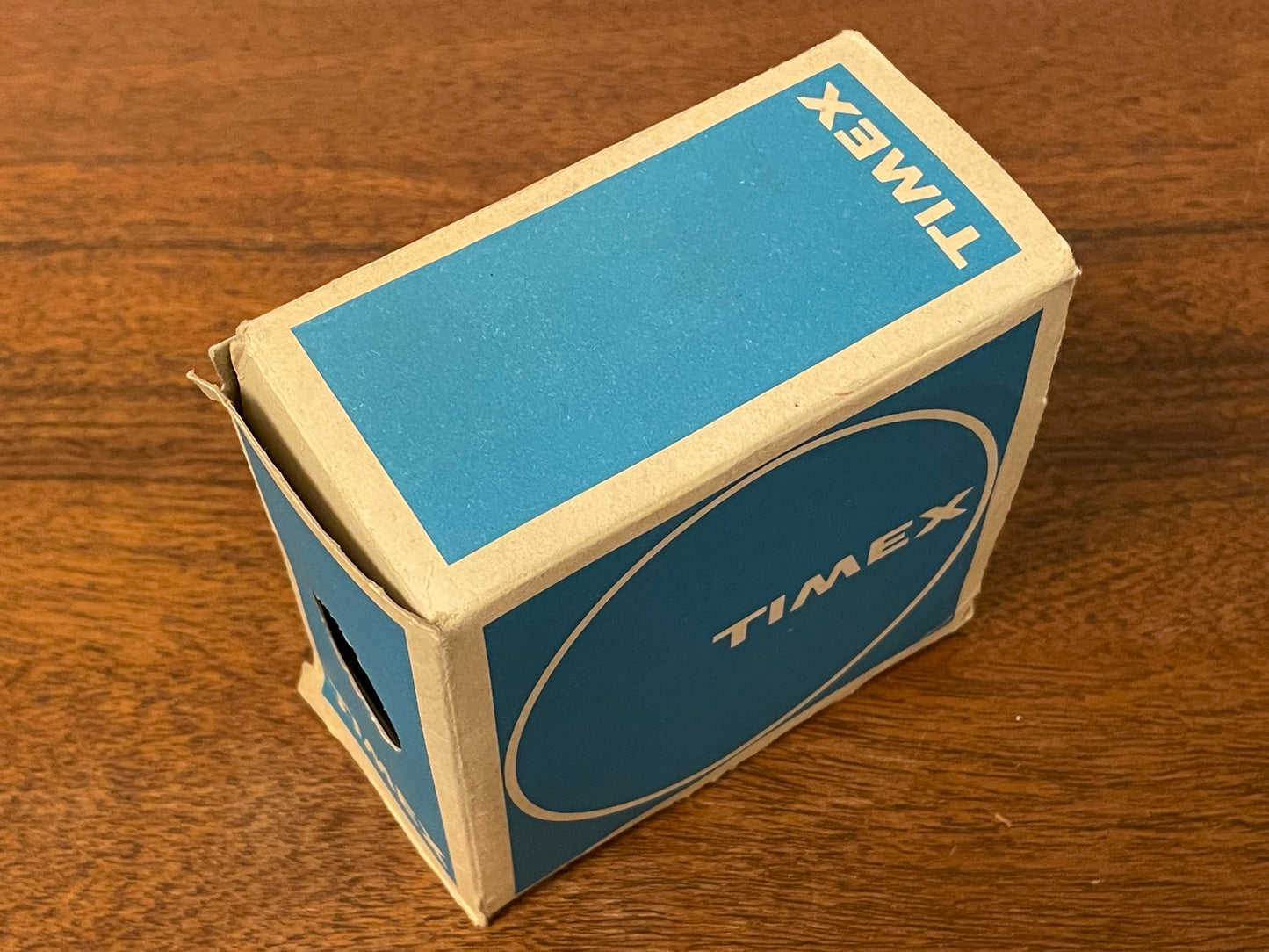 (1970s) Timex 290-181 UFO - orange plastic case - white dial w/ silver markers - small size (NOS + full set)