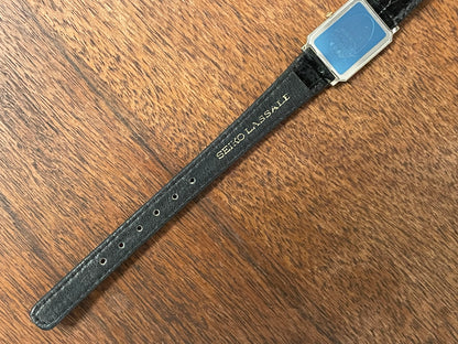 (1981) Seiko 6730-5079 Lassale ultra-thin "Tank" dress watch - white dial w/ black Roman numerals - small size (NOS)