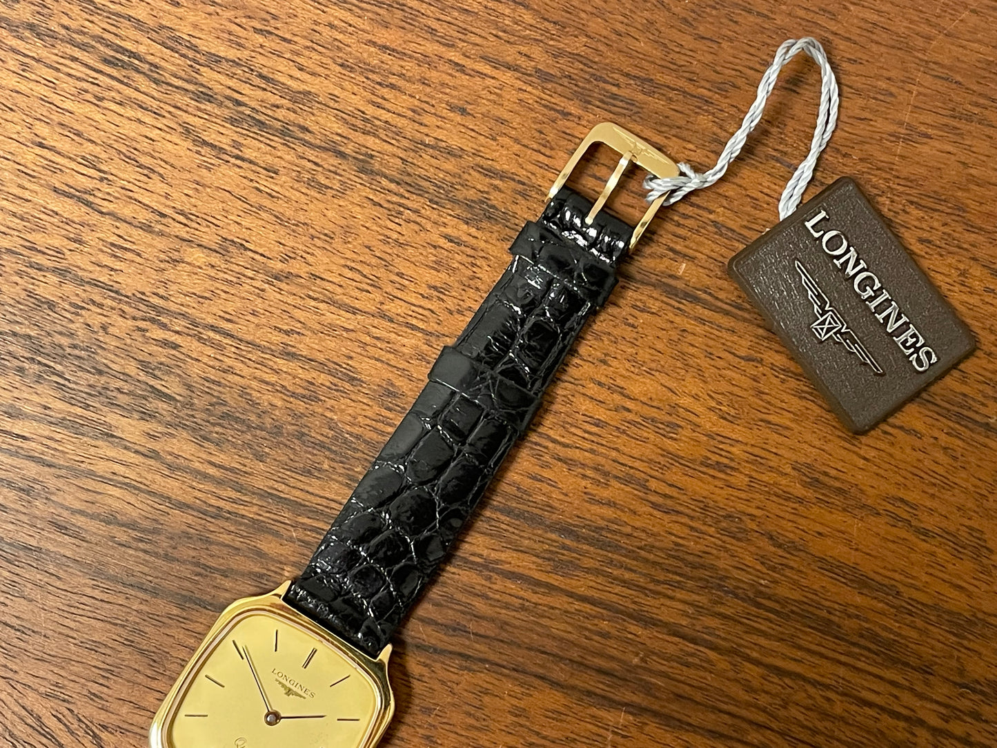 (1980s) Longines 978 6398 dress watch - gold plated case - gold dial w/ stick markers (NOS)