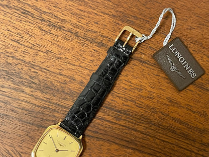 (1980s) Longines 978 6398 dress watch - gold plated case - gold dial w/ stick markers (NOS)