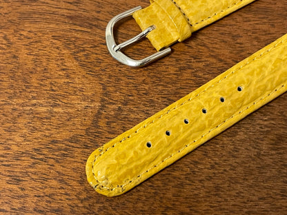 18mm Seiko yellow leather stap w/ silver buckle