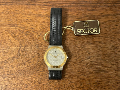 (1990s) Sector Silverstone - silver checkered dial w/ date - small size (NOS)