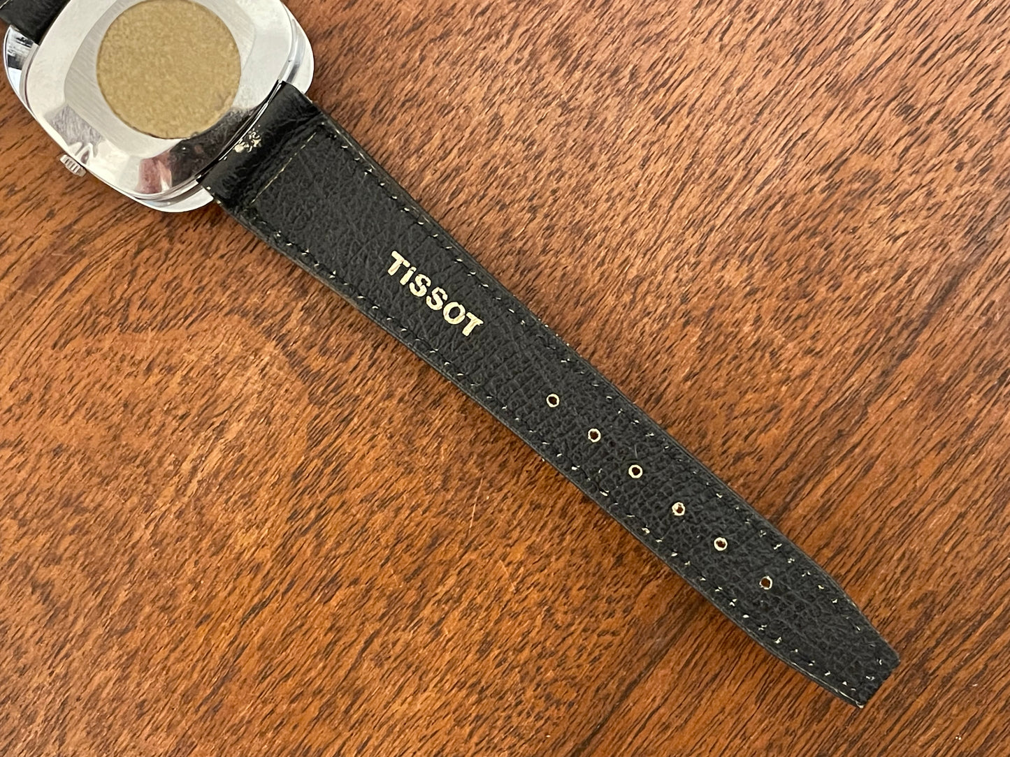(1970s) Tissot 41436 Stylist dress watch - silver “tv case” - sunburst blue dial w/ silver stick markers (NOS)