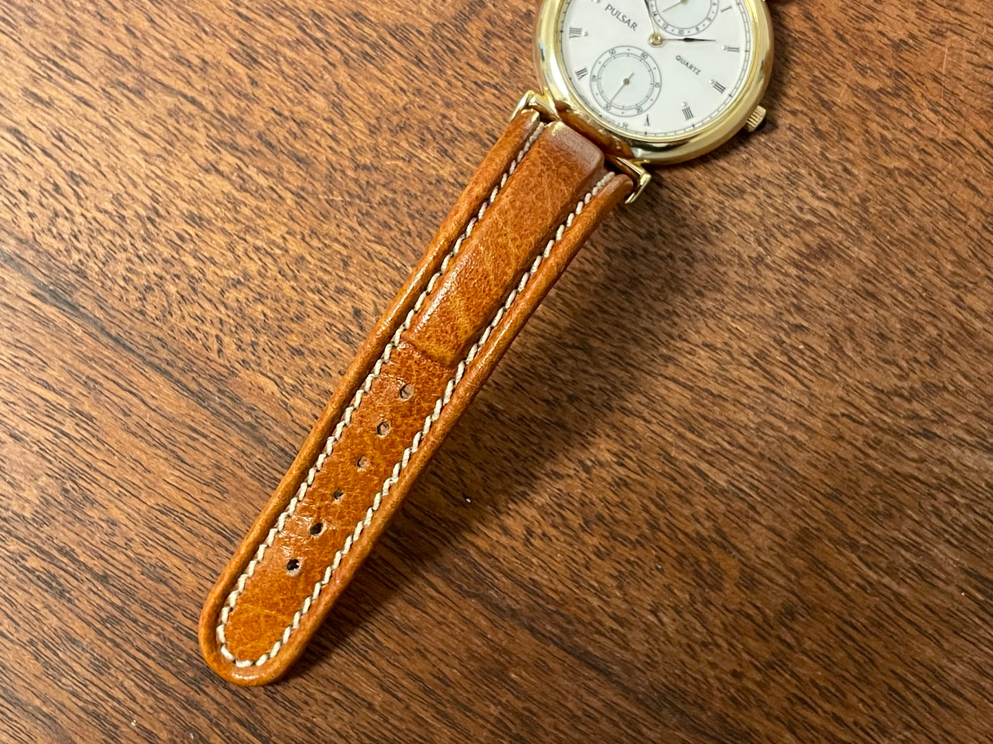 (1998) Pulsar V254-0080 dress watch – white dial w/ Roman numerals, 24h subdial & small seconds (NOS)