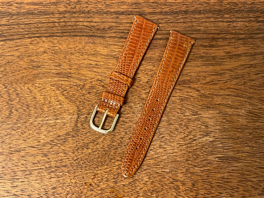 18mm Seiko cognac brown leather stap w/ gold buckle by Italwatch