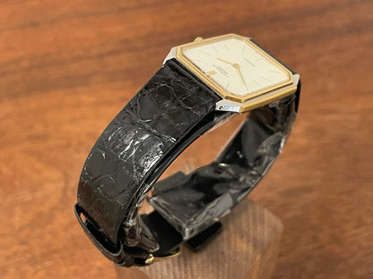 (1983) Seiko 9550-5069 Lassale ultra-thin "Tank" dress watch - cream dial w/ black stick markers (NOS)