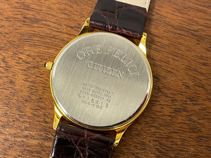 (1995) Citizen QF0838-05A Ore Felici dress watch - white dial w/ black Roman numerals (NOS)