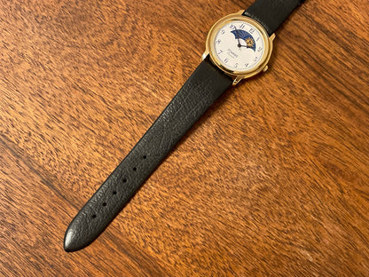(1980s/1990s) Duward 66145 dress watch - white dial w/ day-night indicator (NOS)