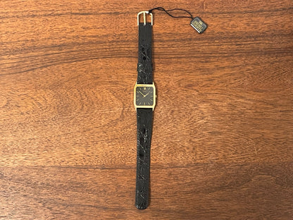(1986) Seiko 5P31-5030 Quartz "Tank" dress watch - brushed dark grey dial w/ gold markers (NOS)