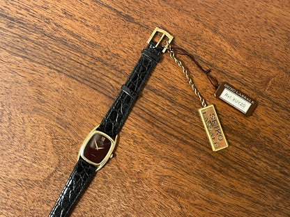 (1980) Seiko 1400-7249 Lassale "Ellipse" dress watch - black dial w/ gold Roman numerals - small size (NOS)