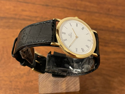 (1990s) Omega De Ville 195.0075 ultra thin dress watch - Cal. 1378 - cream dial w/ Roman numerals (NOS)