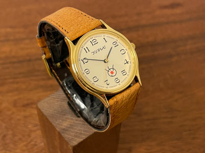 (1980s-1990s) Citizen "Fuji Television" logo dress watch - creme dial w/ black Arabic numerals