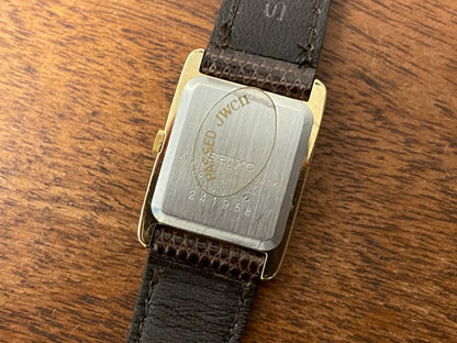 (1982) Seiko 5420-5100 "Tank" dress watch - brushed gold dial w/ gold markers - small size (NOS)