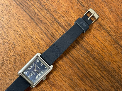 (1970s) Tissot Seven automatic "Tank" - lavender abstract graphic dial w/ white Roman numerals (NOS)
