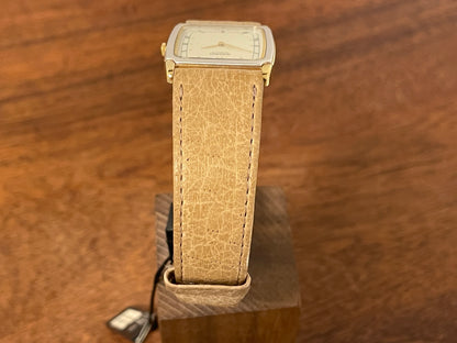 (1995) Seiko 5P30-5020 quartz "Tank" dress watch - bi-color case - beige dial w/ Roman numerals (NOS)