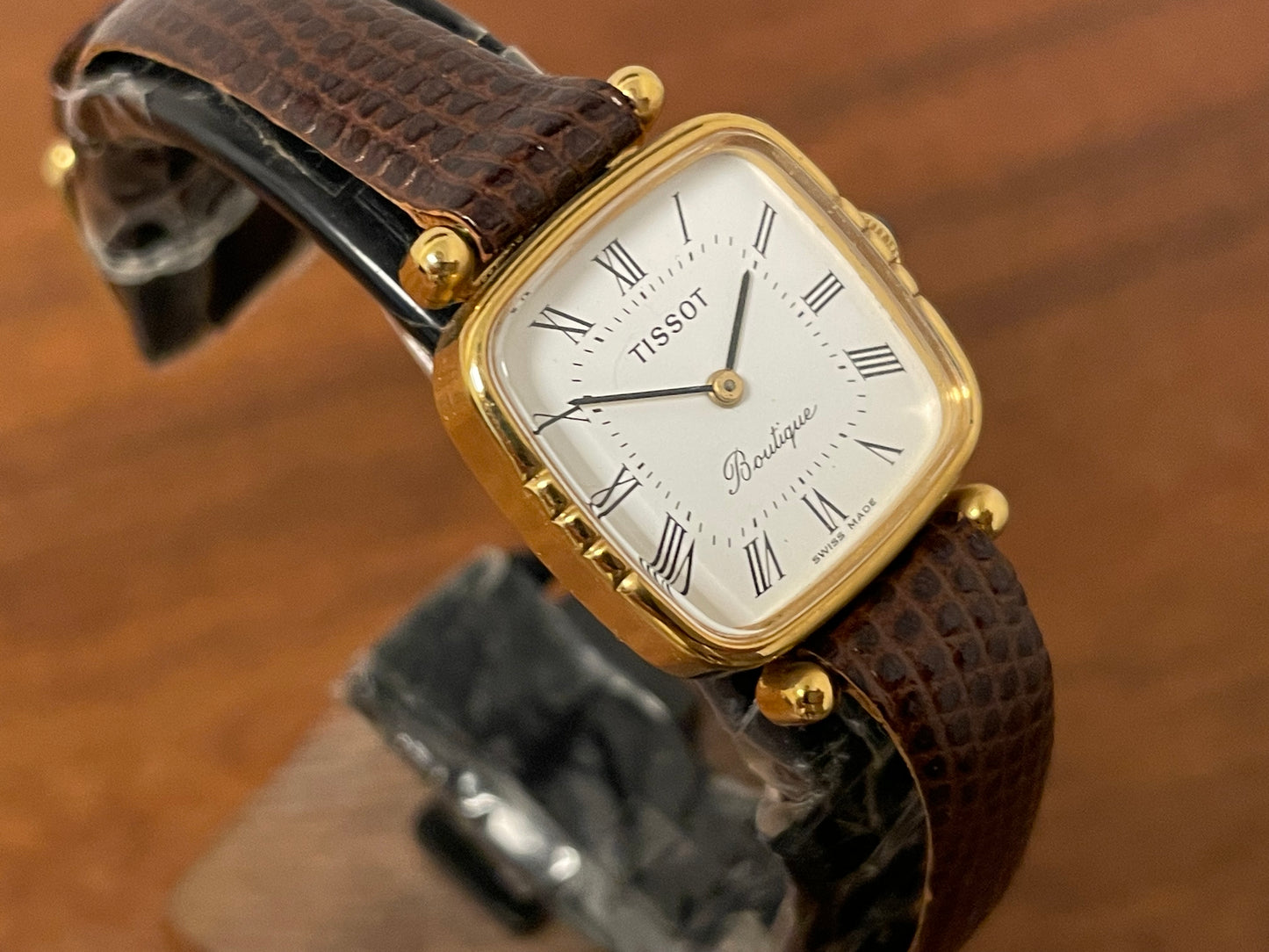 (1970s) Tissot Boutique dress watch - white dial w/ black Roman numerals - small size (NOS)
