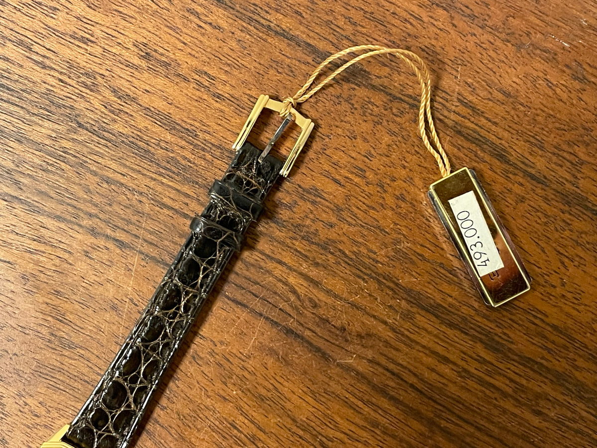 (1982) Seiko 1230-502H Lassale "Tank" dress watch - gold case - gold dial w/ gold stick markers - small size (NOS)