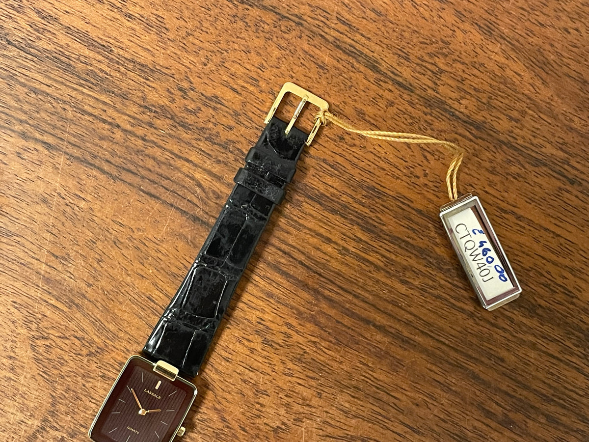 (1984) Seiko 1230-5499 Lassale dress watch - black & grey pyjama dial w/ stick markers - small size (NOS)