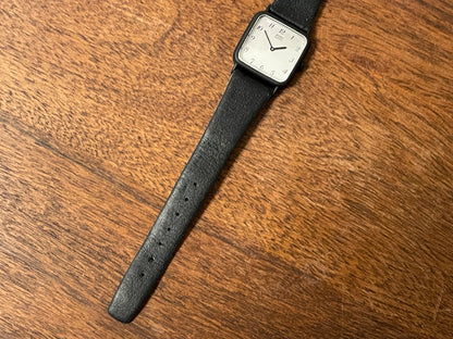 (1983) ADEC (by Citizen) 2028-395808 "TV case" - black case - silver dial w/ black Arabic numerals (NOS)