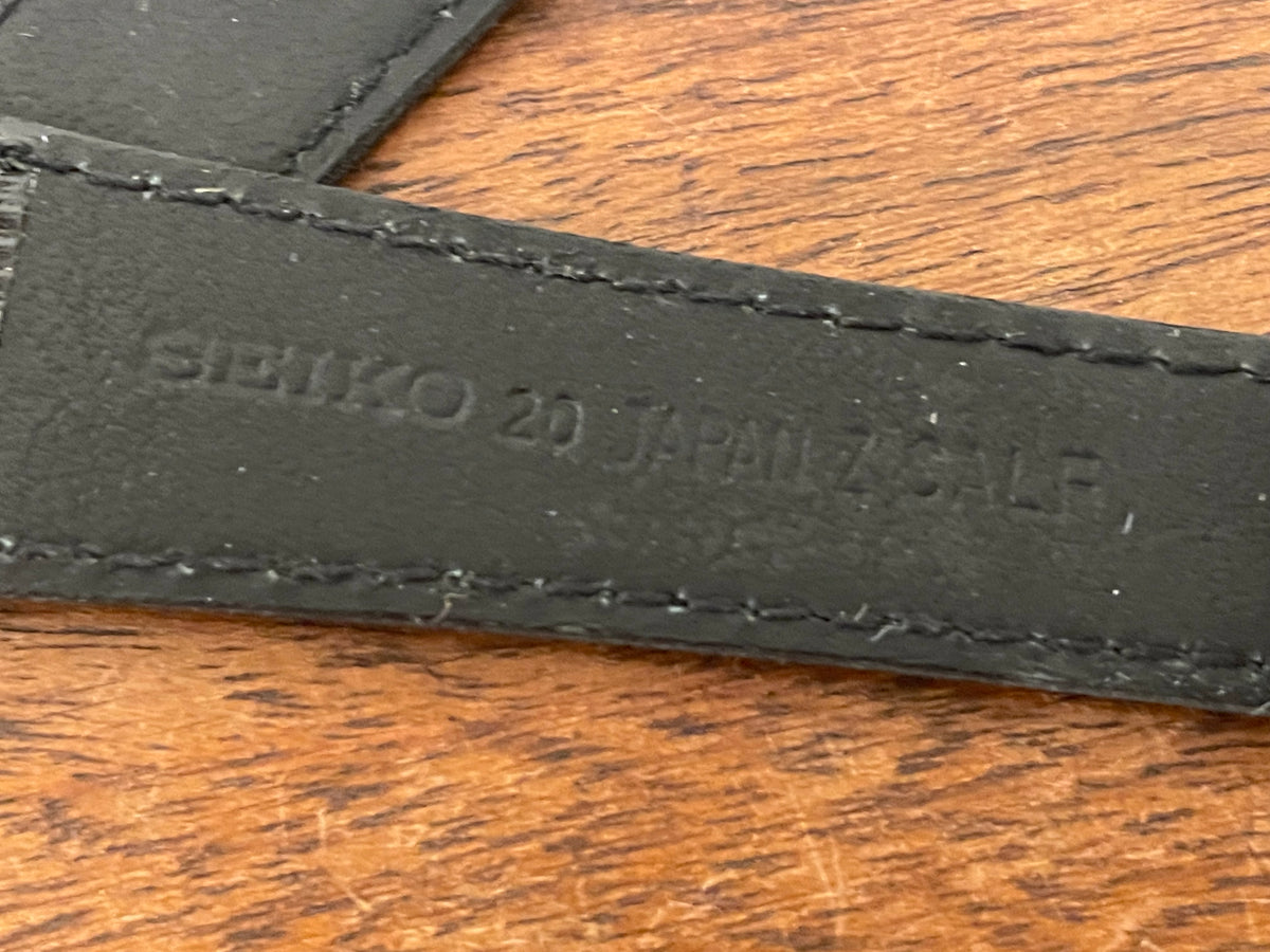 20mm Seiko black Lizzard print calf leather w/ gold buckle - vintage (NOS)
