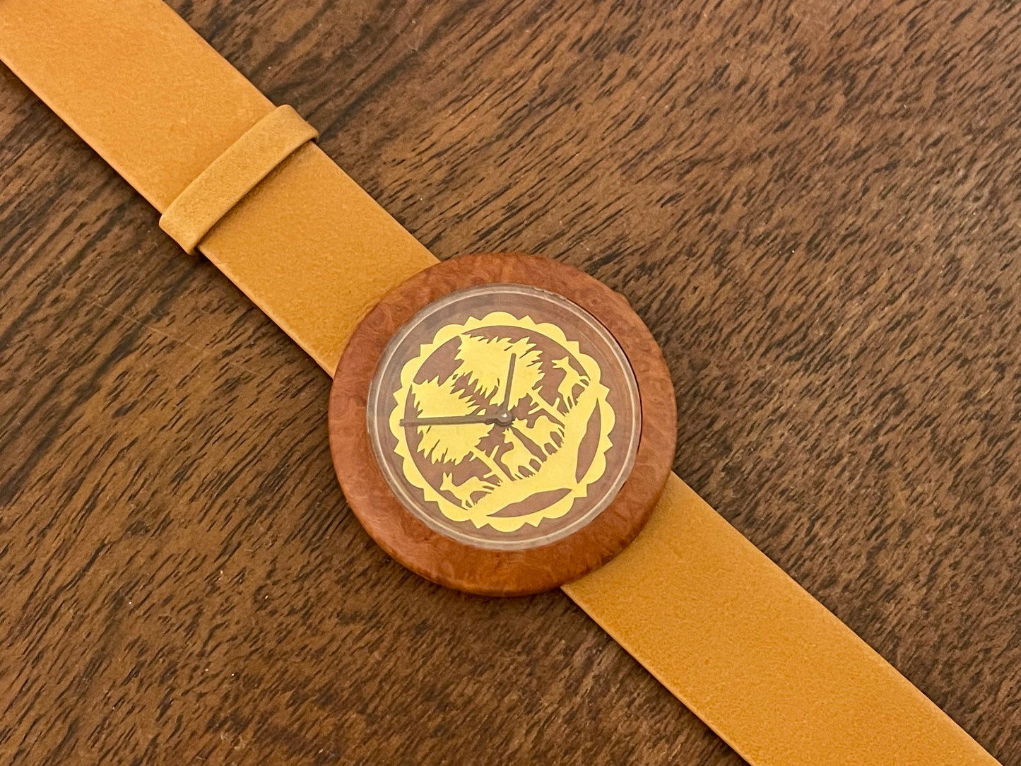 (1991) Tissot WoodWatch W195 - Mediterranean Briar case & dial w/ gold colored inlay (NOS)