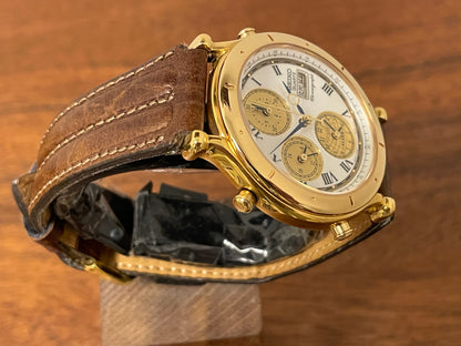 (1992) Seiko 7T39-7A00 Age of Discovery (AOD) chronograph -  gold case w/ white speckled dial (NOS)