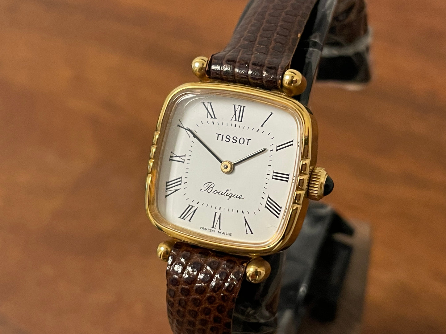 (1970s) Tissot Boutique dress watch - white dial w/ black Roman numerals - small size (NOS)