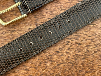 17mm Seiko brown Lizzard print calf leather w/ gold buckle - vintage (NOS)