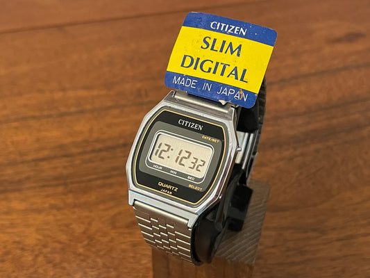 Front side (1985) Citizen P040-311043 KA "Slim Digital" -  LCD display (NOS)
