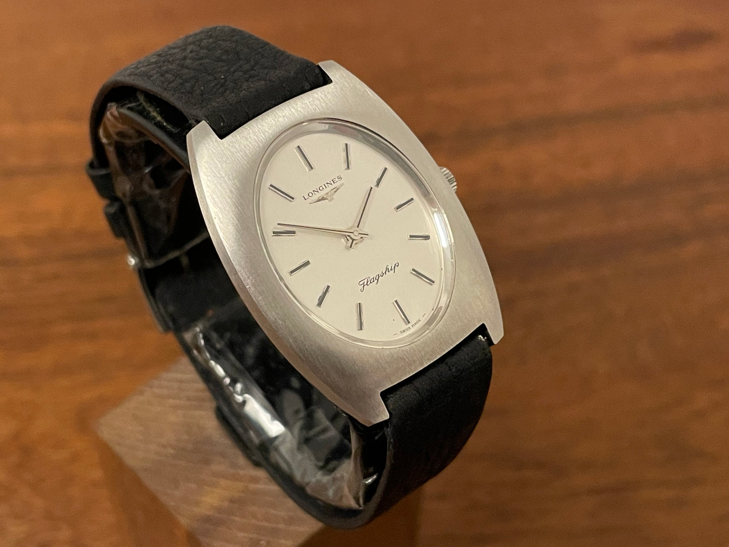 (1970s) Longines Flagship ref. 4036 cal. 428 - tonneau case - silver dial w/ silver stick markers (NOS)