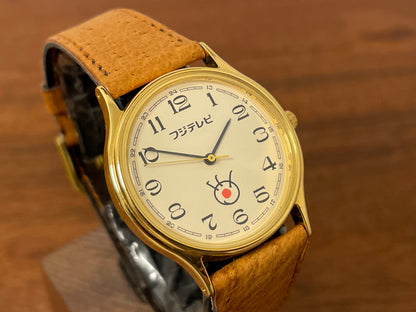 (1980s-1990s) Citizen "Fuji Television" logo dress watch - creme dial w/ black Arabic numerals