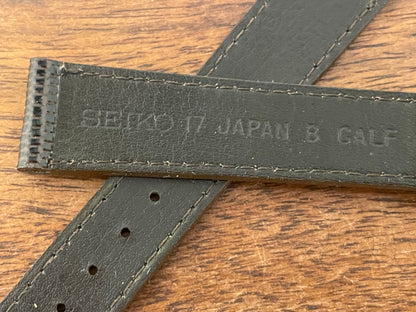 17mm Seiko brown Lizzard print calf leather w/ gold buckle - vintage (NOS)
