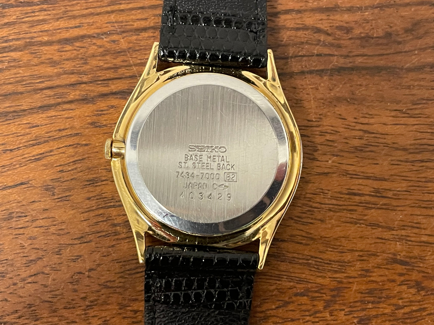 (1984) Seiko 7434-7000 dress watch - cream dial w/ moonphase & Roman numerals