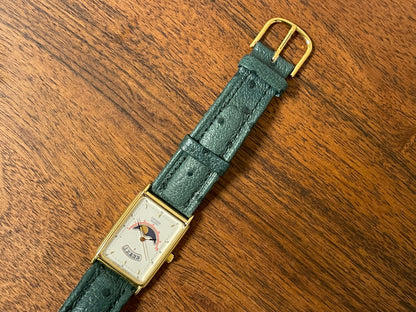 (1990) Citizen 6085-Y56376 “Tank” - white dial w/ moonphase & gold stick markers (mint)