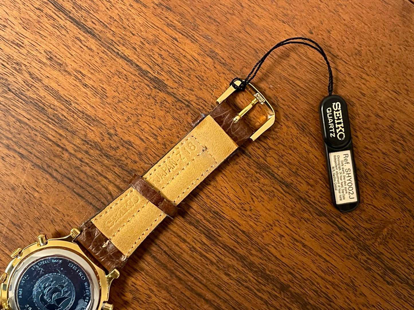 (1992) Seiko 7T39-7A00 Age of Discovery (AOD) chronograph -  gold case w/ white speckled dial (NOS)