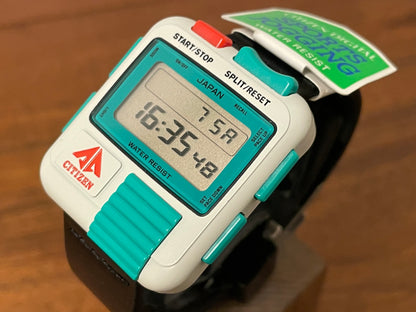 (1986) Citizen Promaster Sports Jogging digital “Bullhead” D050 - white/teal (NOS)