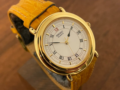 (1991) Seiko 5Y32-6A20 dress watch - white dial w/ Roman numerals & Spade hands (NOS)