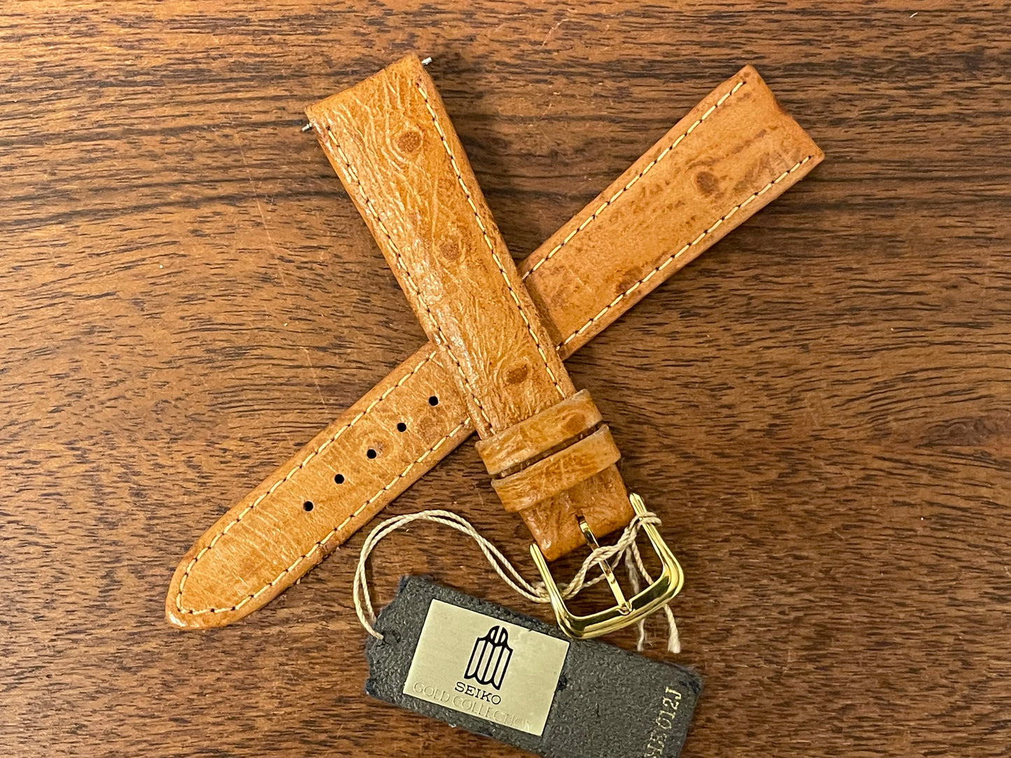 18mm Seiko "Gold Collection" cognac brown calf leather stap (NOS)