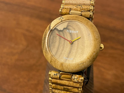 (1980s) Tissot RockWatch R150 brown/beige jasper - stone bracelet - mid size model