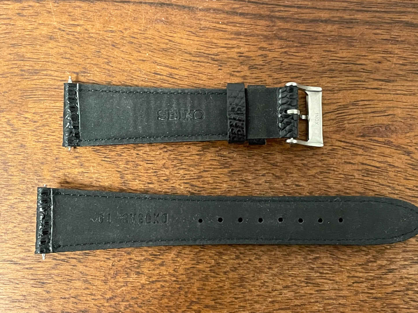 19mm Seiko DX03AB strap - black lizard