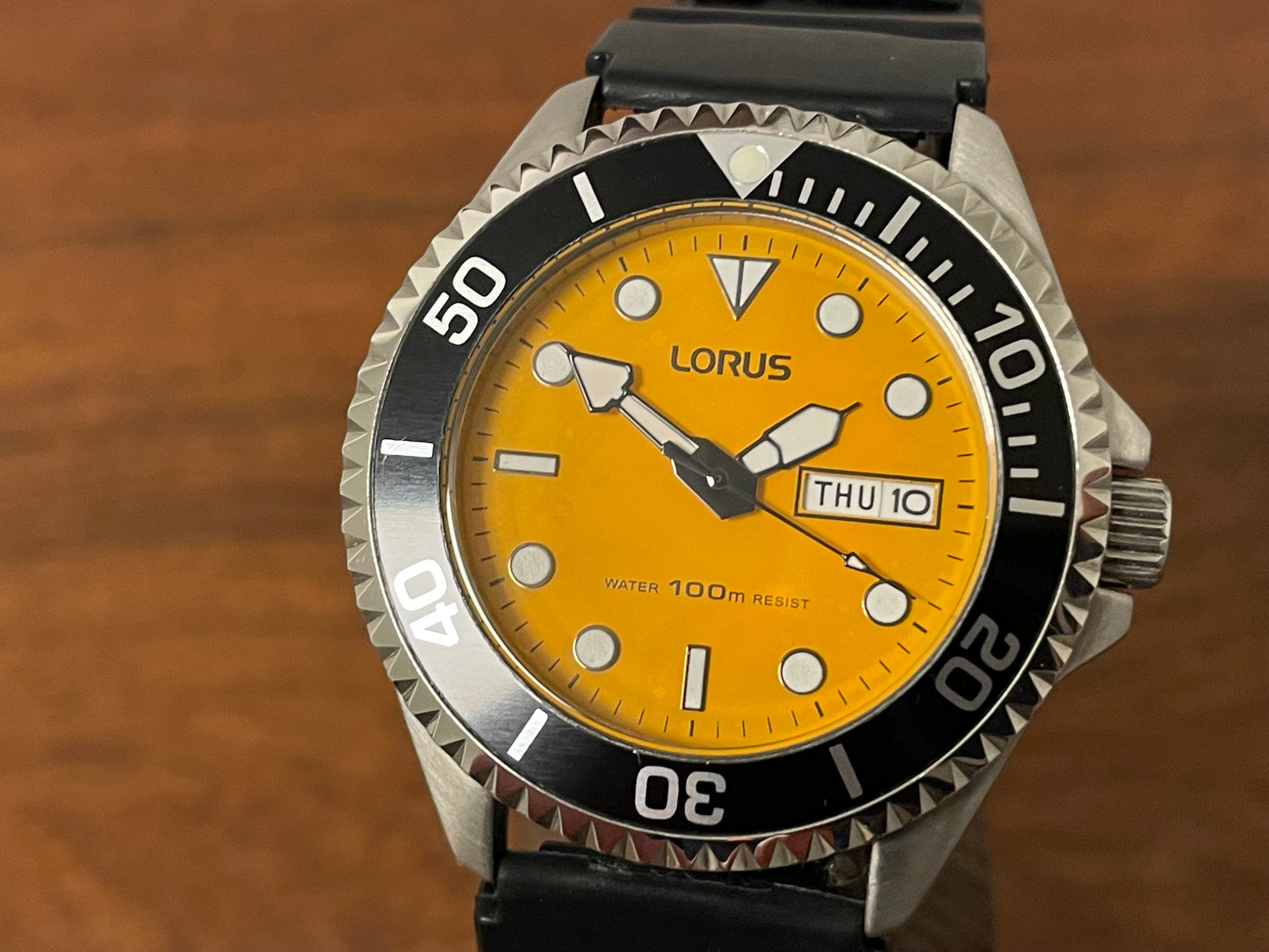 (1990s) Lorus (by Seiko) VX43-X041 diver - orange dial w/ white markers