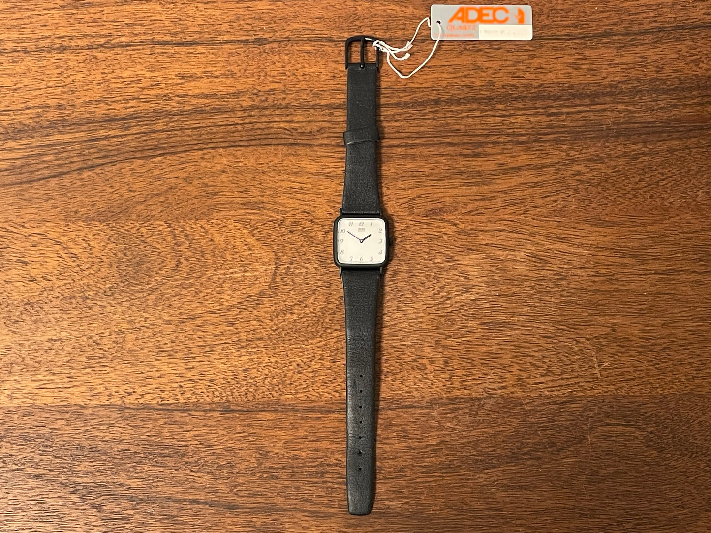 (1983) ADEC (by Citizen) 2028-395808 "TV case" - black case - silver dial w/ black Arabic numerals (NOS)